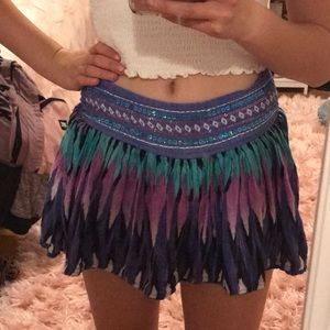 Blue and purple skirt.